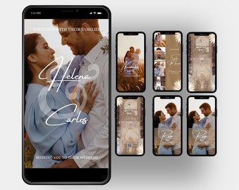 Wedding Video Invitation Canva Template, Animated Wedding Invite with RSVP, Details & Location, Add Your Own Photo Videos or Music, VI22