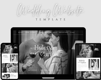 Wedding Website Template, Canva Wedding Website, Aesthetic Wedding Website , Save the date Minimal, Canva Template, Wedding Website