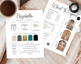 Bridesmaid Info Card Template, Bridal Party Information Card, Modern Minimalist Bridesmaid Infographic, Bridesmaids Proposal, Maid of Honor