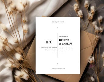 Modern Minimalist Wedding Invitation Canva Template, Printable 100% Editable Template, INSTANT Download Invite, DIY Wedding Simple, Grace