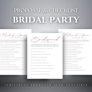 Bridal Party Duties Checklist, Printable Bridesmaid to-do list, Maid of Honor Roles Task List, Wedding Planning and Organization Tool