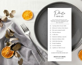 I spy wedding game Capture the Love photo scavenger hunt wedding game card, Pics Or It Didn't Happen Canva camera QR Code