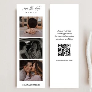 Save the Date Photo Booth Strip, Save the Date Photo Strip, Save the Date QR Code, Minimalist Save the Date Template,