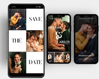 Wedding Save The Date Video Invitation Canva Template, Animated Wedding Invite, Add Your Own Photo Videos or Music, STDVI038