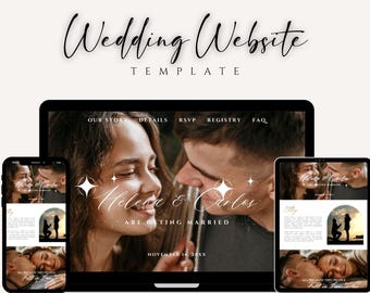 Wedding Website Template, Canva Wedding Website, Aesthetic Wedding Website , Save the date Minimal, Canva Template, Wedding Website