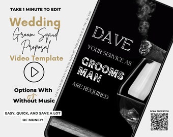 Groomsman Proposal Video Gentlemen Club, Will You Be My Best Man, Digital Wedding Invitation, Custom Animated Video Text and Music, Canva
