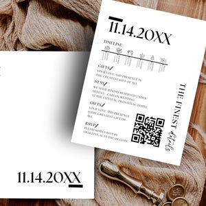 Wedding Invite Details Card TEMPLATE Modern Details Insert, Script Printable Enclosure Card, Editable Minimalist Accommodation Card Grace