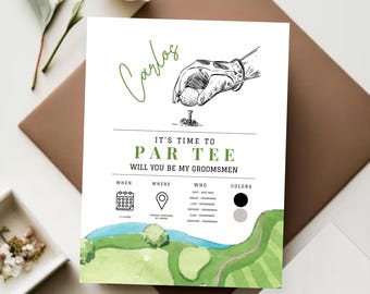 Golf Suit Up Best Man Wedding Template, Be My Groomsman Card, Funny Tee Up Wedding Proposal Gift, Canva Printable Template, Instant Download