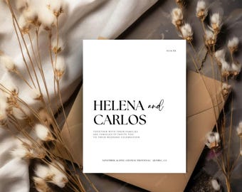 Modern Minimalist Wedding Invitation Canva Template, Printable 100% Editable Template, INSTANT Download Invite, DIY Wedding Simple, Grace