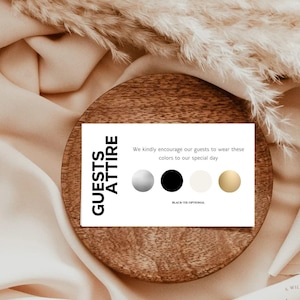 Wedding Attire Card Template, Wedding Color Palette Card, Wedding Guest Attire Card, Guest Dress Code Request Insert, Modern Wedding Boldly