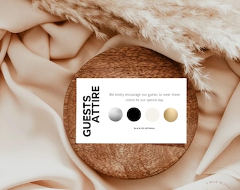 Wedding Attire Card Template, Wedding Color Palette Card, Wedding Guest Attire Card, Guest Dress Code Request Insert, Modern Wedding Boldly