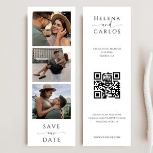 Save the Date Photo Booth Strip, Save the Date Photo Strip, Save the Date QR Code, Minimalist Save the Date Template,
