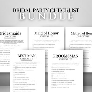 Bridal Party Duties Checklist, Printable Bridesmaid to-do list, Groomsman Roles Task List, Wedding Planning and Organization Tool