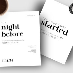 Rehearsal Dinner Invitation Template, Minimalist Digital Rehearsal Dinner Invite, The Night Before Wedding Invitation, Editable