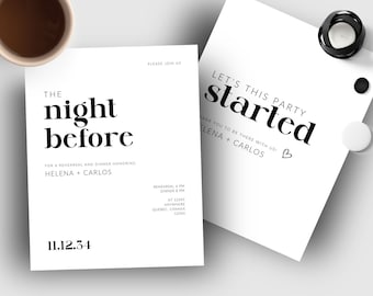 Rehearsal Dinner Invitation Template, Minimalist Digital Rehearsal Dinner Invite, The Night Before Wedding Invitation, Editable