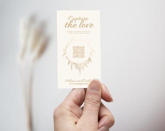 Honeydew Capture The Love QR Code Wedding, Modern Minimalist Photo Sharing Card Share the Love, Canva Editable Printable Instant Download