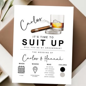 Suit Up Card for Groomsmen Template for Best Man Gift for Groomsman Proposal Printable Template For Groomsmen Modern be my Groomsman GPP