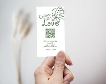 Whimsical Capture The Love QR Code Wedding Card, Hand Drawn Wedding Photo Card, Share the love Instant download, Canva Editable Printable
