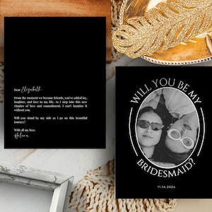 Bridesmaid Proposal Card Template, Editable Photo Proposal Card, Will You Be My Matron of Honor Maid of Honor Card, Bridesmaid Card Template