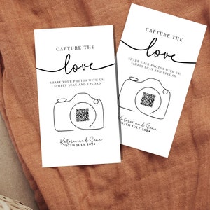 Capture The Love QR Code Wedding Card, Modern Minimalist Wedding Photo Card, Capture the Love Card, Printable Share the Love, Editable Cards