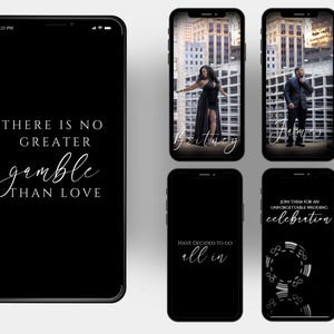 Plantilla de Canva para videoinvitación de boda, invitación de boda animada con RSVP, detalles y ubicación, boda en Las Vegas, temática de póker