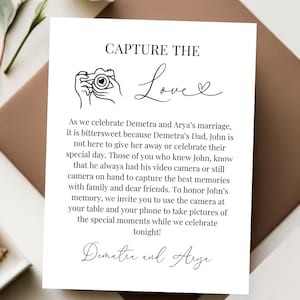 Letrero personalizable para compartir fotos de boda, código QR "Captura el Amor", plantilla editable de descarga digital, decoración moderna y elegante, libro de visitas DIY.