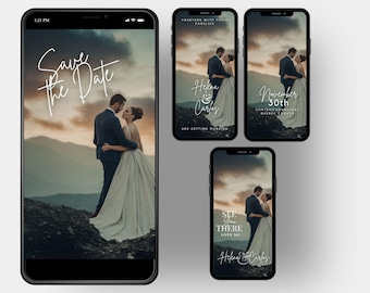 Wedding Save The Date Video Invitation Canva Template, Animated Wedding Invite, Add Your Own Photo Videos or Music, STDVI020