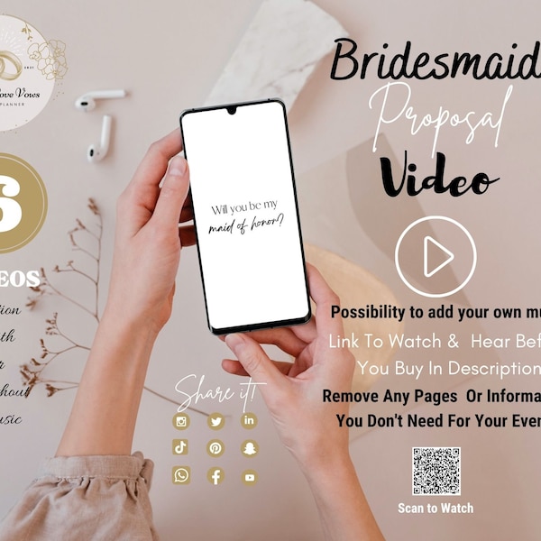 Bridesmaid Proposal Video, Will You Be My Bridesmaid/Maid of Honor, Digital Electronic Invitation, Custom Animated Video Text and Music