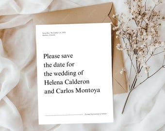 Photo Save the Date Invitation, Minimalist Modern Save the Date, Boho Save the Date Cards, Editable Canva Template PSTD
