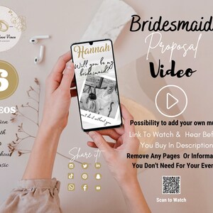 Brautjungfer Vorschlag Video, Willst Du meine Brautjungfer/Trauzeugin sein, Digitale elektronische Einladung, Benutzerdefinierter animierter Videotext und Musik