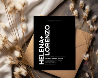 Modern Minimalist Wedding Invitation Canva Template, Printable 100% Editable Template, INSTANT Download Invite, DIY Wedding Simple, Boldly