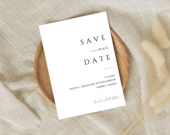 Photo Save the Date Invitation, Minimalist Modern Save the Date, Boho Save the Date Cards, Editable Canva Template PSTD