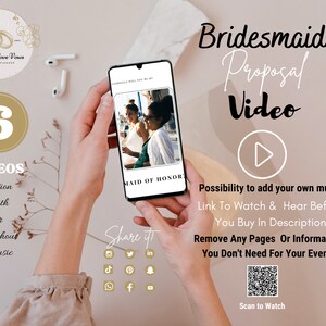 Brautjungfer Vorschlag Video, Willst Du meine Brautjungfer/Trauzeugin sein, Digitale elektronische Einladung, Benutzerdefinierter animierter Videotext und Musik