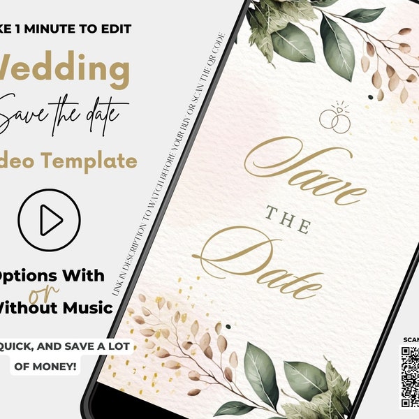 Modern Video Digital Electronic Save The Date Invitation, Wedding Animated Video, We're engaged Text Message, Fully Custom Canva Template