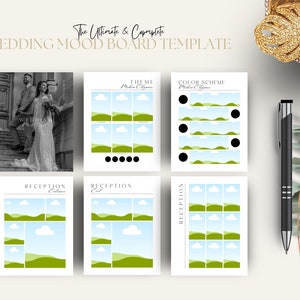 Wedding Mood Board Template, Digital Wedding Planner Template, Wedding Vision Board, Wedding Theme Design Guide, Editable Canva Template WMB