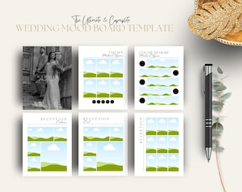 Wedding Mood Board Template, Digital Wedding Planner Template, Wedding Vision Board, Wedding Theme Design Guide, Editable Canva Template WMB