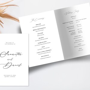 Calligraphy Wedding Program Template, Modern Wedding Program Printable, Classic Script Wedding Program, Foldable Wedding Program, FWP