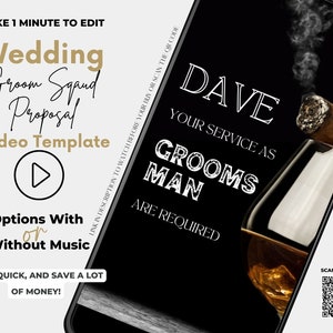 Groomsman Vorschlag Video Gentleman Club, Willst du mein Trauzeuge sein, Digitale Hochzeitseinladung, Benutzerdefinierter animierter Videotext und Musik, Canva