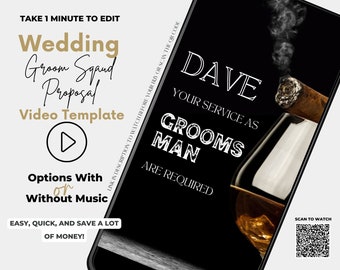 Groomsman Proposal Video Gentleman Club, Will You Be My Best Man, Digital Wedding Invitation, Custom Animated Video Text and Music, Canva