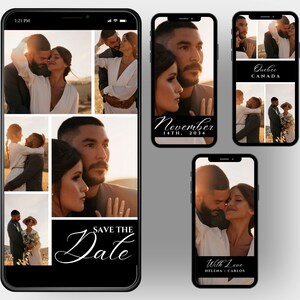 Hochzeit Save The Date Videoeinladung Canva Vorlage, animierte Hochzeitseinladung, fügen Sie Ihre eigenen Foto-Video oder Musik, STDV024