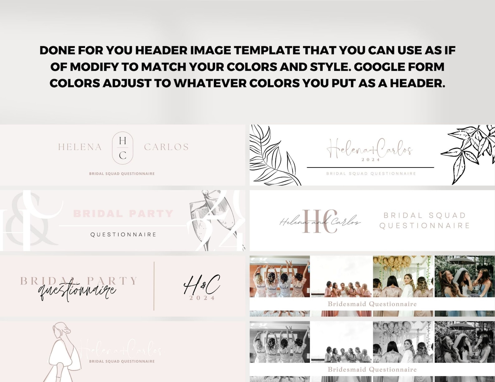 Customizable Bridesmaid Questionnaire, Bridal Party 100+ Questions