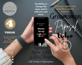 Groomsman Proposal Video For Gamers, Will You Be My Best Man, Digital Wedding Invitation, Custom Animated Video Text and Music, Canva