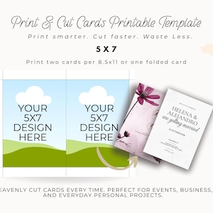 5x7 Portrait Invitation Card Printing Template, Greeting & Invitation Card Cut Guide, Digital 8.5x11 Printable Layout, Cutting Guideline