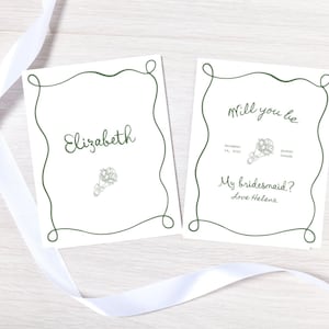 Whimsical Hand Drawn Bridesmaid Proposal Card Template, Coquette Handwritten Font, Floral Design Canva Editable, Instant Download,
