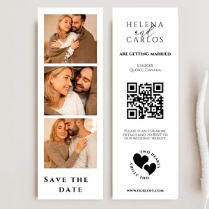 Save the Date Photo Booth Strip, Save the Date Photo Strip, Save the Date QR Code, Minimalist Save the Date Template,