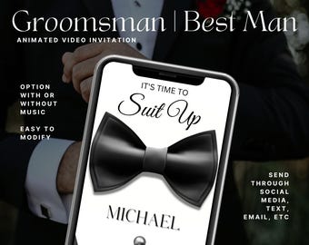 Digital Groomsman Proposal Video, Will You Be My Groomsman, Groomsmen Proposal Digital Download E-cards, Best Man Text Message Style Invite