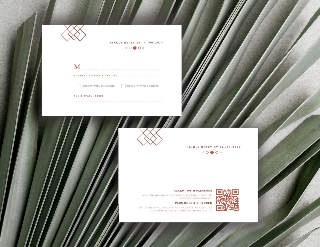 Minimalist Modern Terracotta Details Card, Boho Geometric Custom Insert ...
