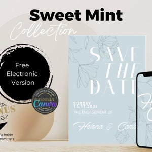 Minimalist Template Wedding Card, Elegant Save The Date Design with photo, Modern Digital Formal Invite simple no picture, Canva Download