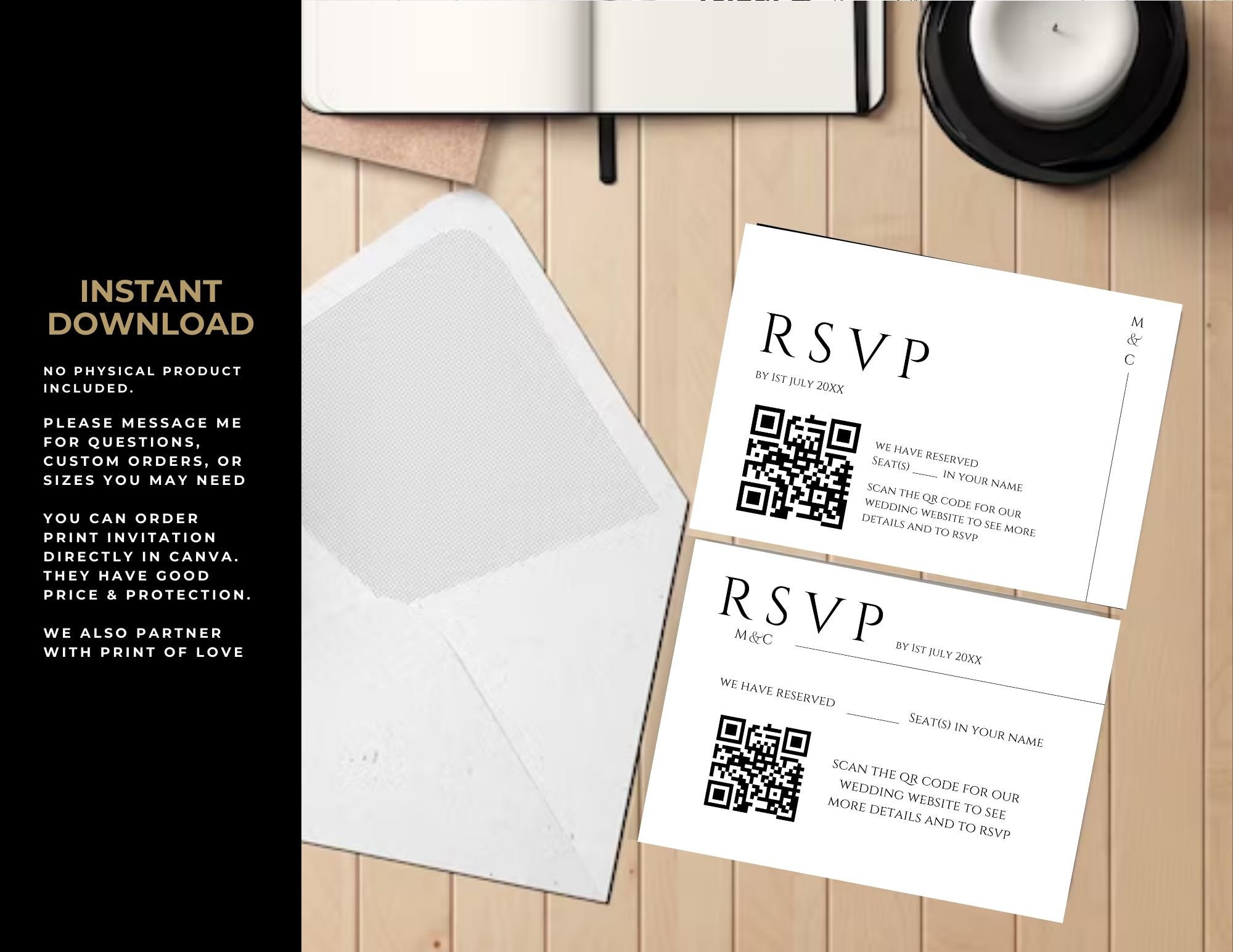 Rsvp QR Code Card, Minimalist Wedding Online Reply Card, Modern Wedding ...