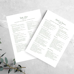 Bridal Party Role Timeline | Bridesmaid, Maid of Honor, Best Man & Groomsmen Duties | Printable Wedding Responsibilities Guide Whimsical